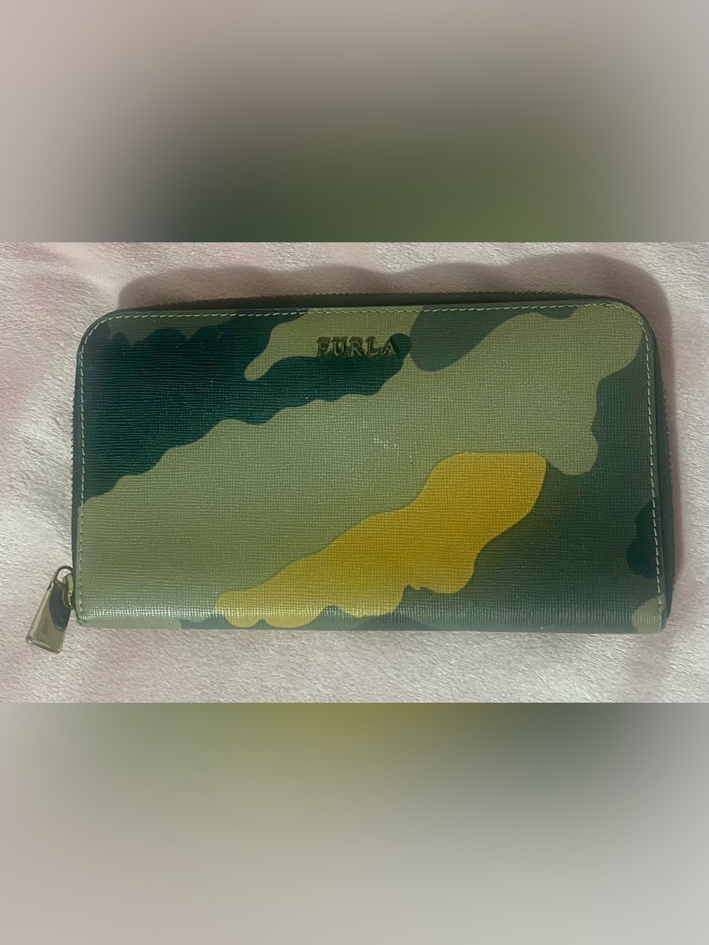 Furla Green and Yellow Camouflage Wallet